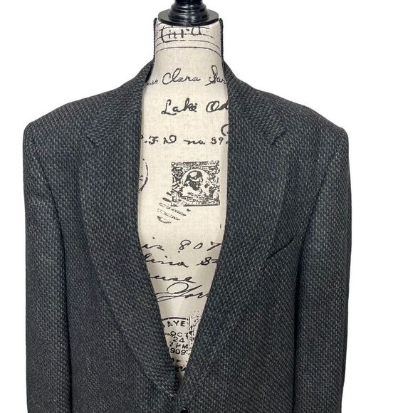 John Weitz Vintage Men's Plaid Wool Blend Blazer Gray Size 44 Long - Picture 4 of 9